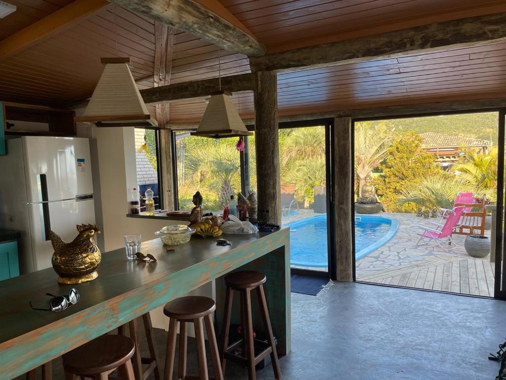 Villa Santorini Praia Do Rosa Com Piscina E Jacuzzi Bagian luar foto